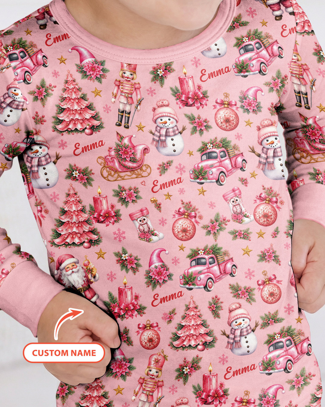 Christmas Tree Pinky Bamboo Two Piece Long Sleeve Pajama Set