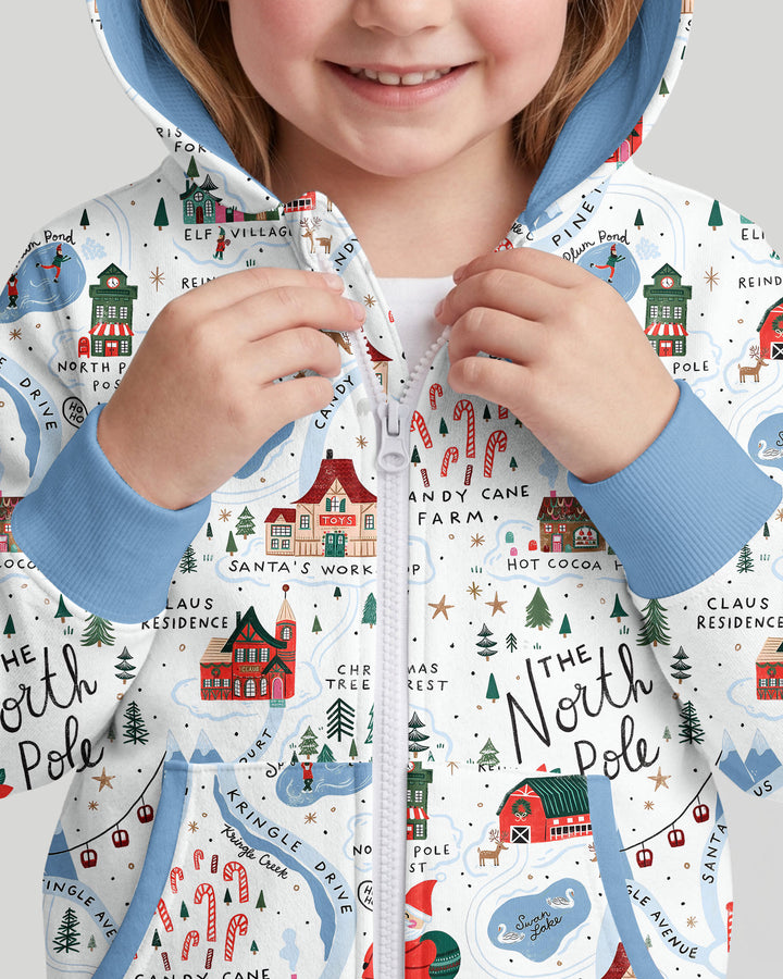 The North Pole Map Bamboo Zip Hoodie