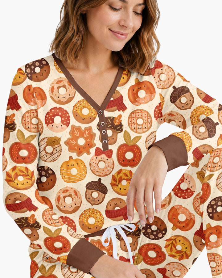 Cute Autumn Donut Bamboo Women Pajama Set