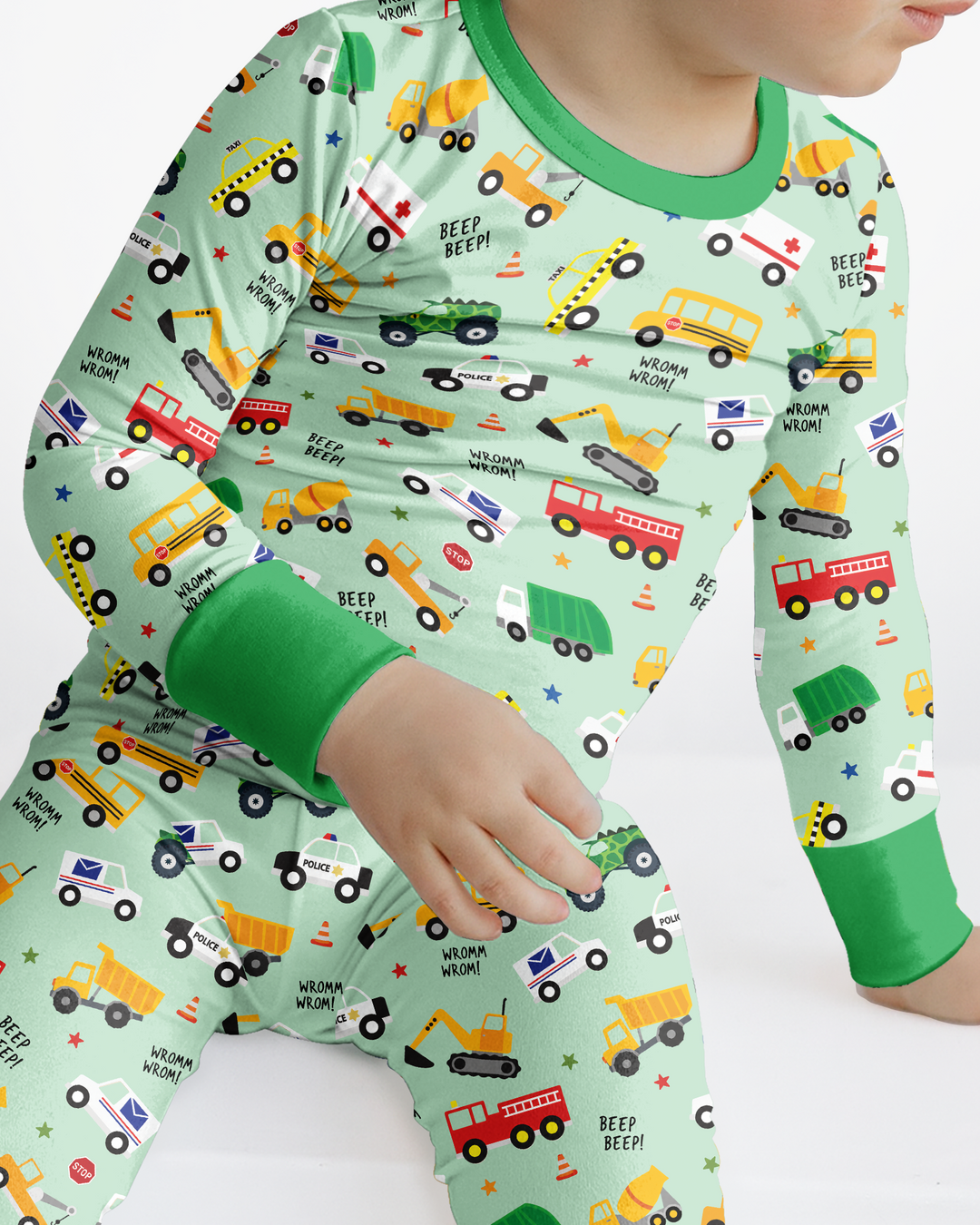 Lots Of Trucks Bamboo Two Piece Long Sleeve Pajama Set