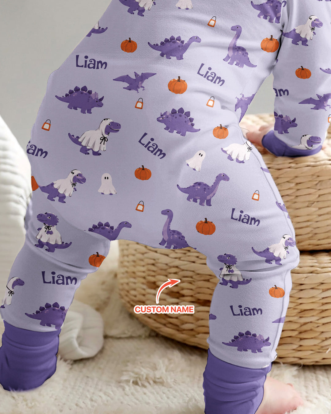 Custom Name Spooky Dinosaur Halloween - Personalized Bamboo Convertible Zippy