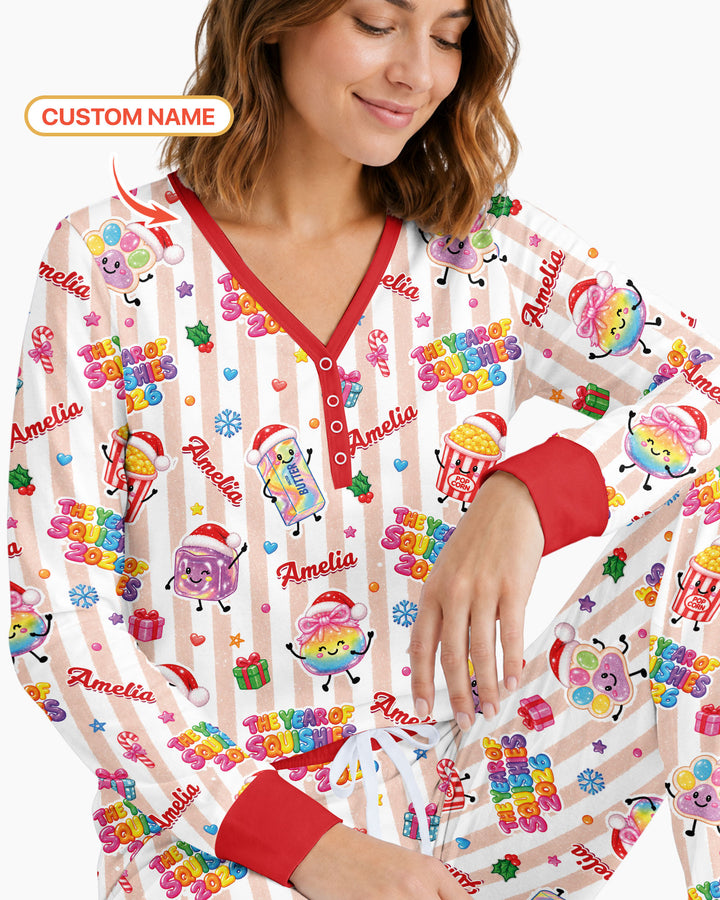 Custom Name The Year of Squishies 2026 Bamboo Women Pajama Set