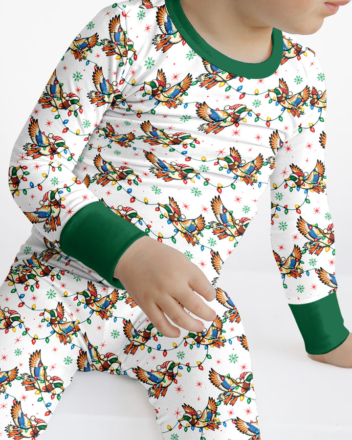 Preppy Christmas Mallard Duck Bamboo Two Piece Long Sleeve Pajama Set