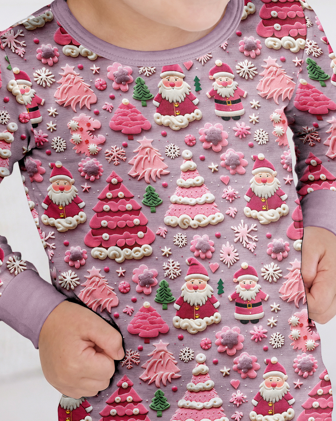 Pink Snowmen Bamboo Two Piece Long Sleeve Pajama Set