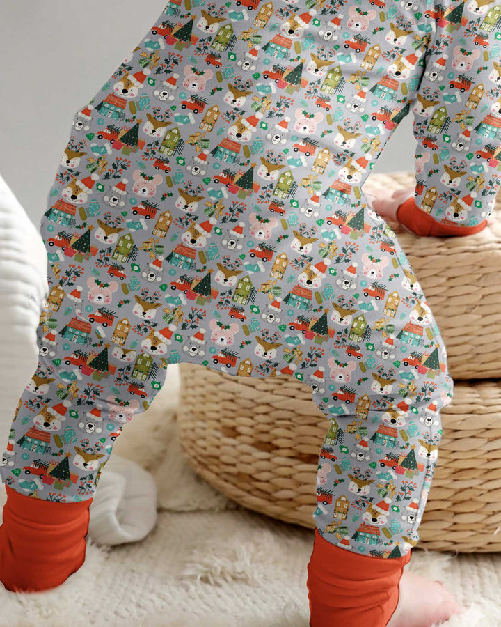 Christmas Woodland Deer Fox Bear Bamboo Convertible Zippy