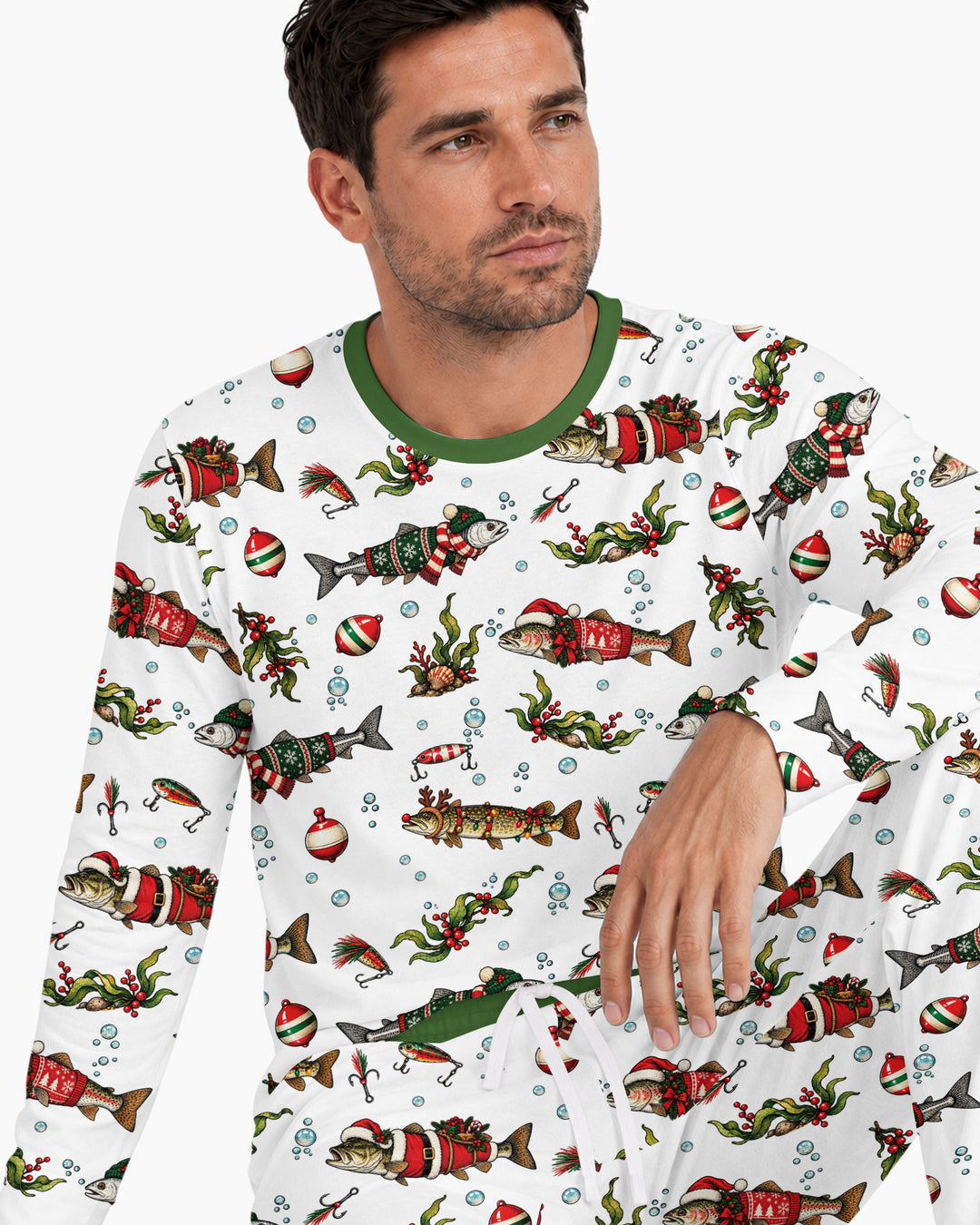 Christmas Trout Fishing Bamboo Men's Pajama Set