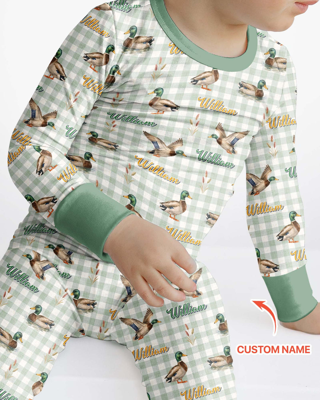 Mallard Duck Custom Name Bamboo Two Piece Long Sleeve Pajama Set