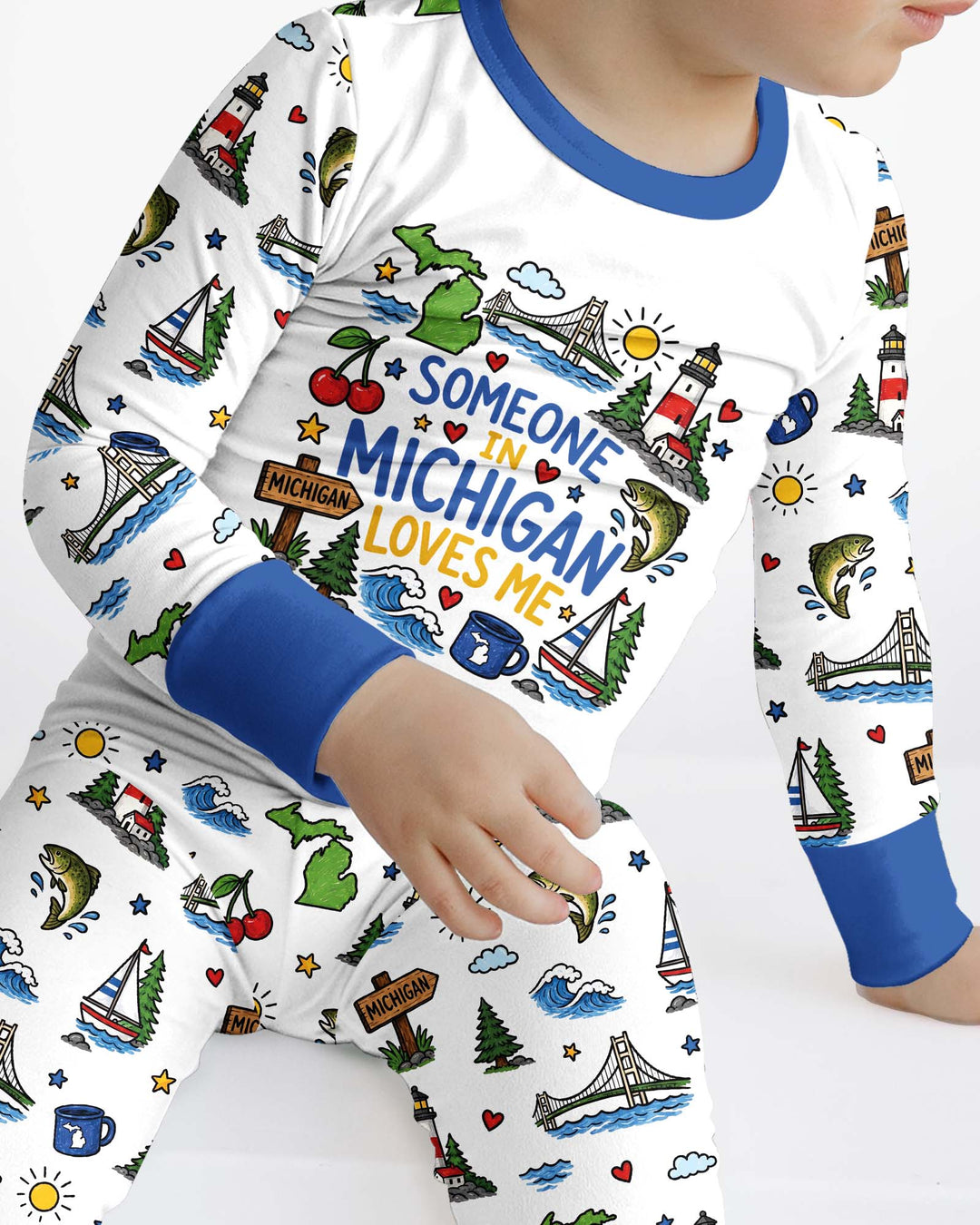 Someone in Michigan Loves Me Bamboo Two Piece Long Sleeve Pajama Set