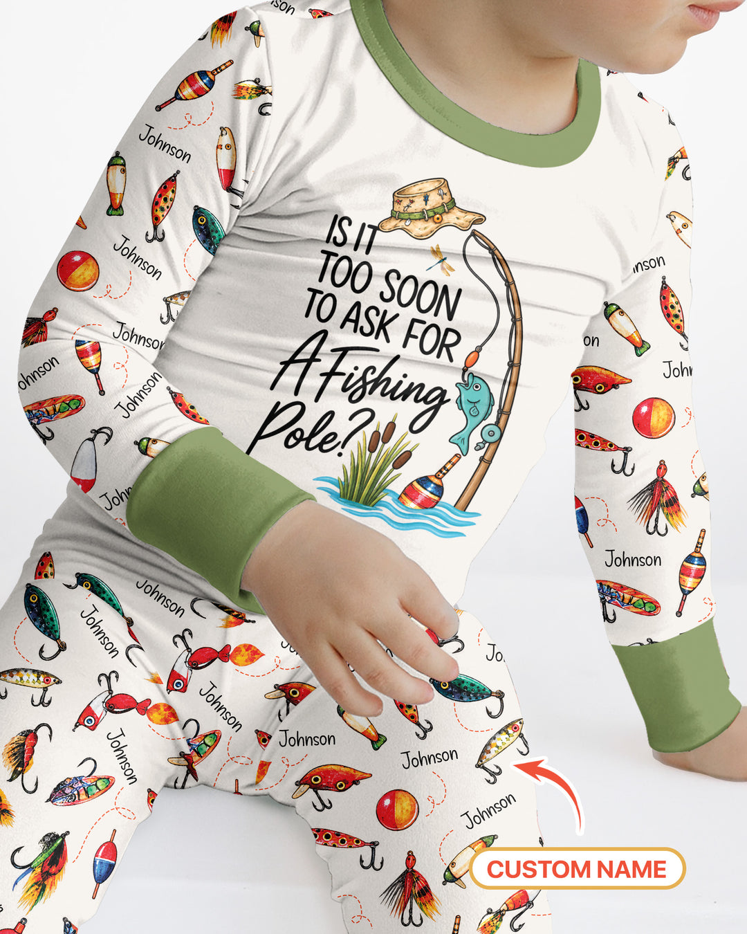 Custom Name Is It Too Soon to Ask for a Fishing Pole Bamboo Two Piece Long Sleeve Pajama Set