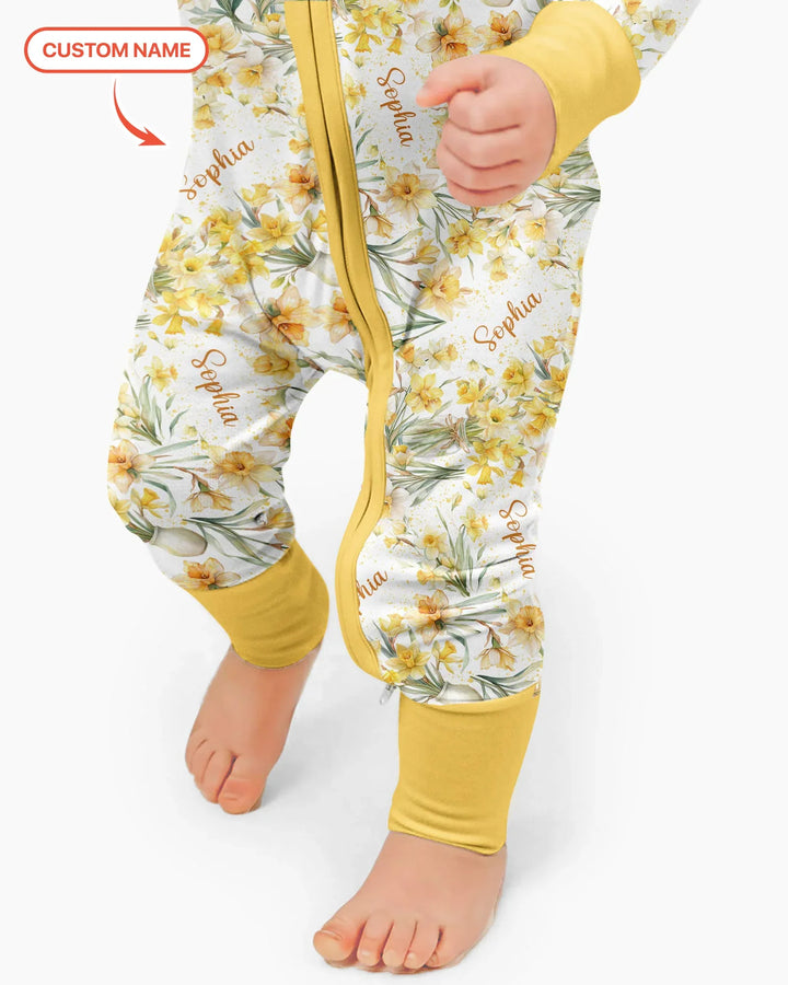 Custom Name Birth Month Flowers Bamboo Convertible Zippy