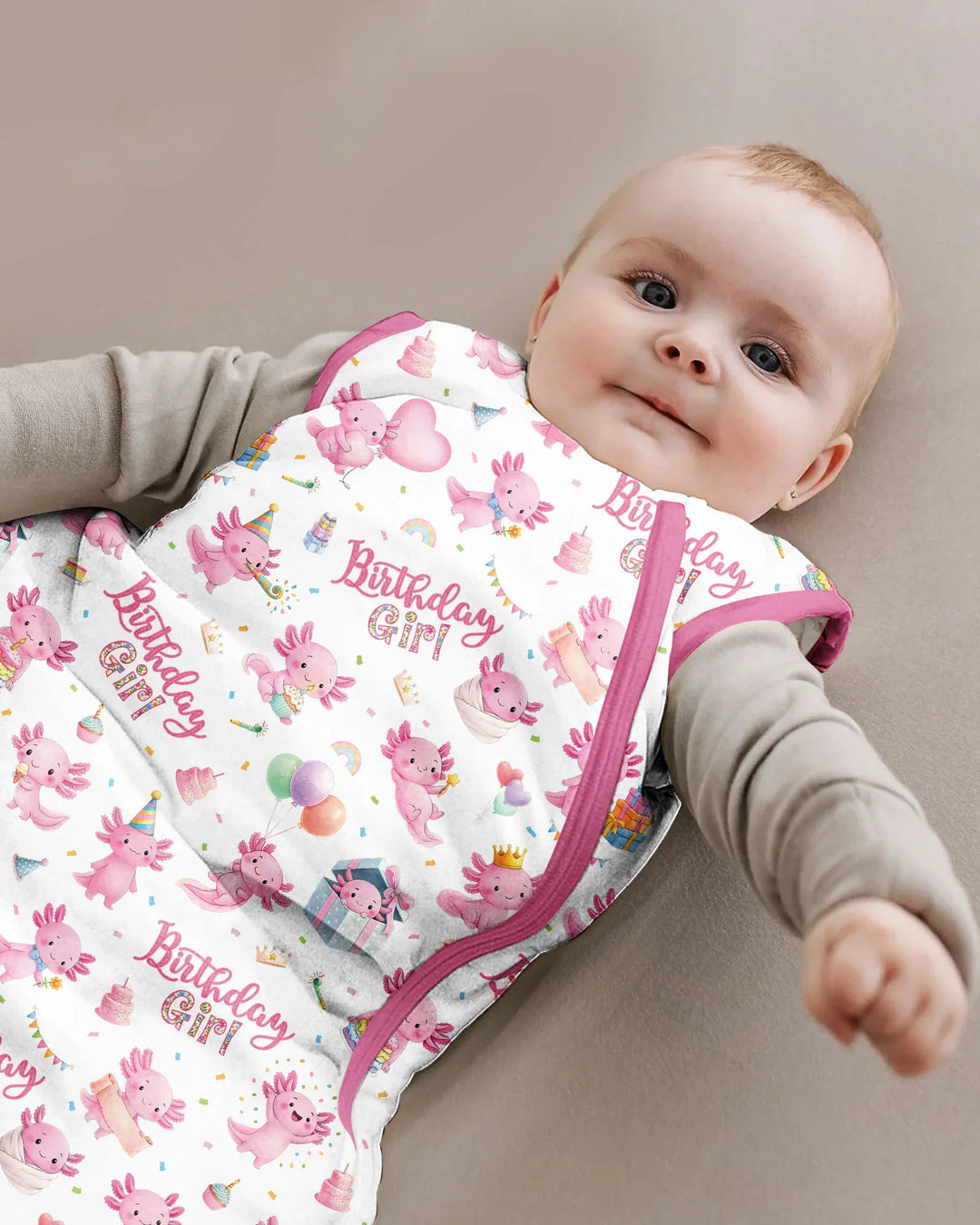 Cute Axolotl Birthday Girl Bamboo Sleep Bag