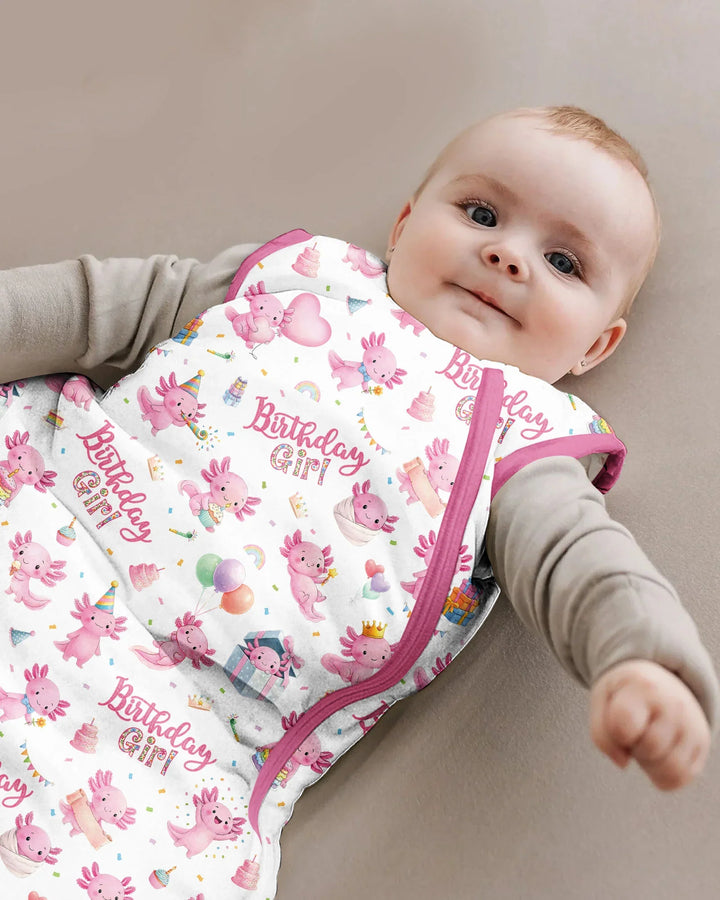 Cute Axolotl Birthday Girl Bamboo Sleep Bag