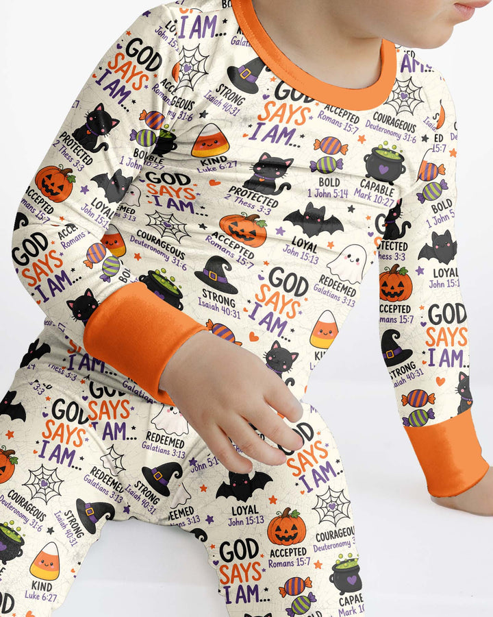 Halloween God Says I Am Bamboo Two Piece Long Sleeve Pajama Set