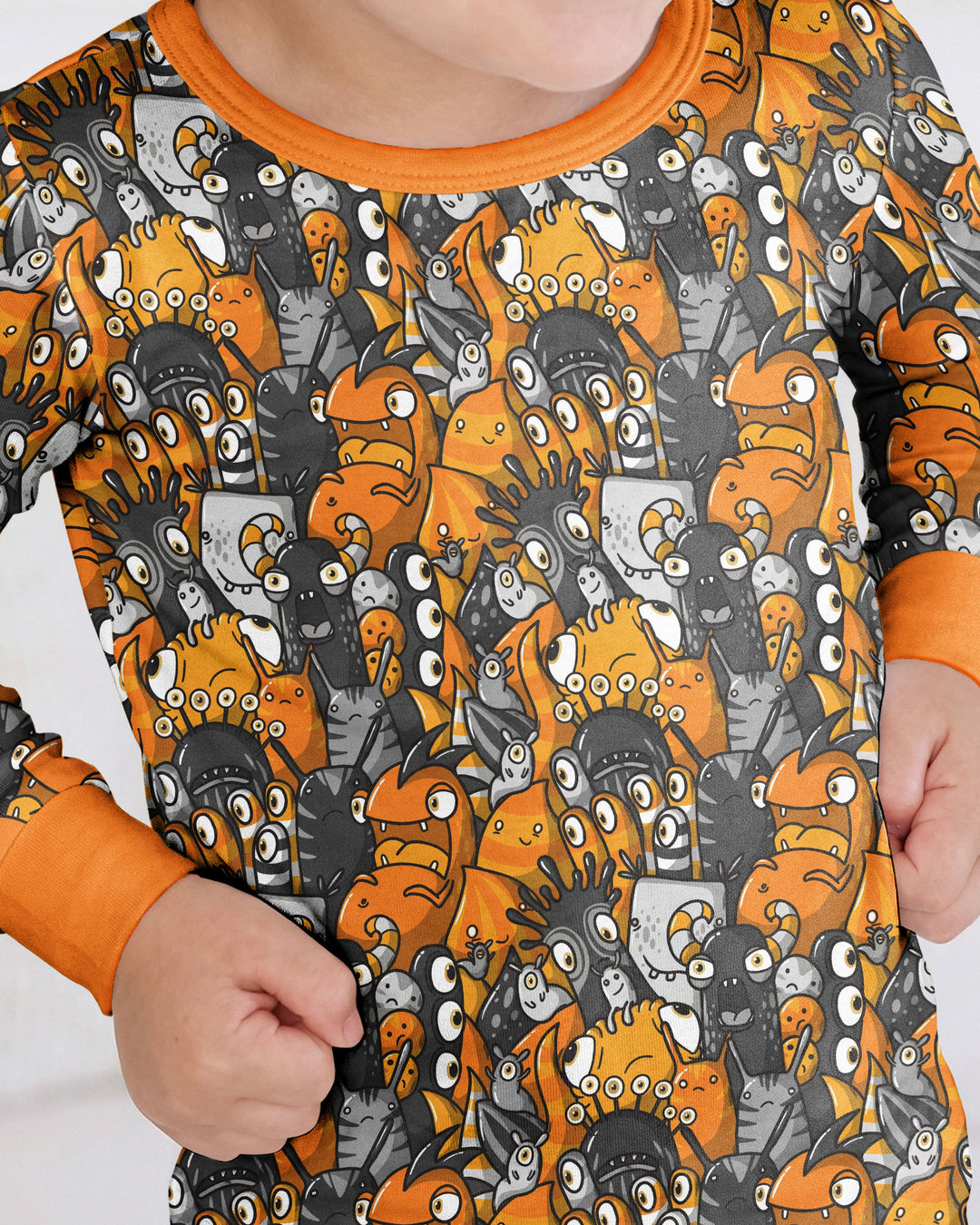 Colorful Doodle Monster Friends Bamboo Two Piece Long Sleeve Pajama Set