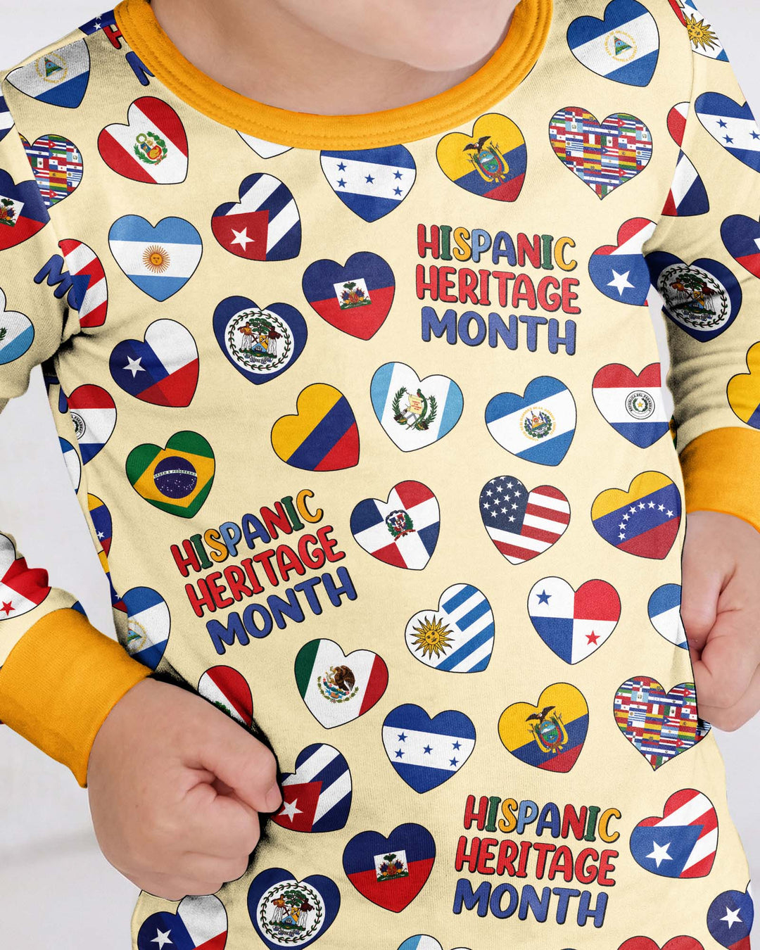 Country Flags Hispanic Heritage Month Bamboo Two Piece Long Sleeve Pajama Set