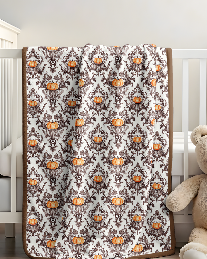 Pumpkin Toile Family Matching Bamboo Blanket