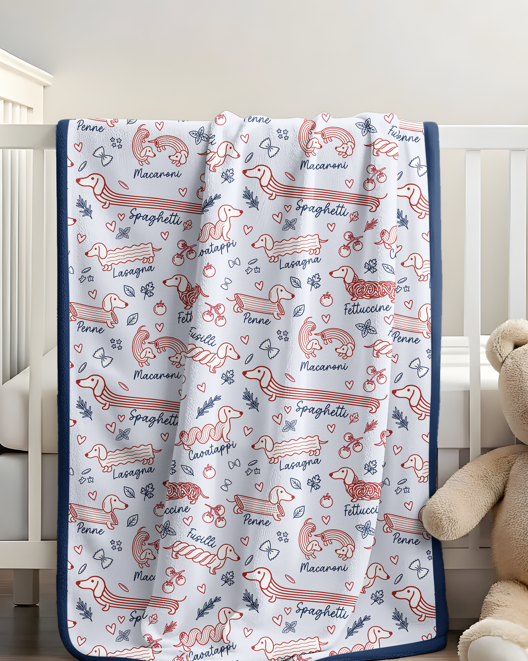 Funny Dachshund Pasta Pups Bamboo Blanket
