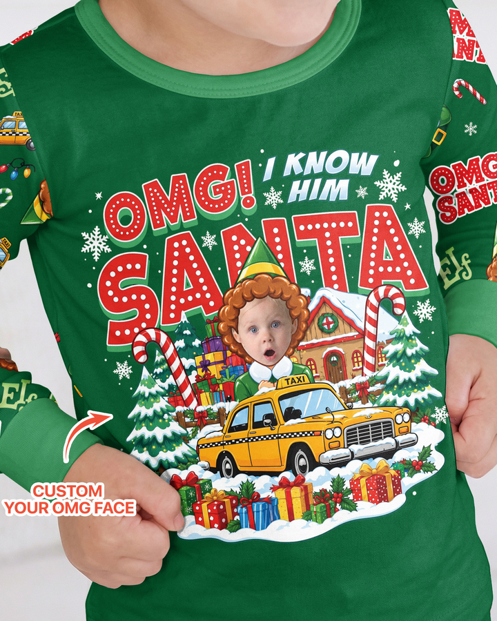 Custom Image OMG Santa Bamboo Two Piece Long Sleeve Pajama Set