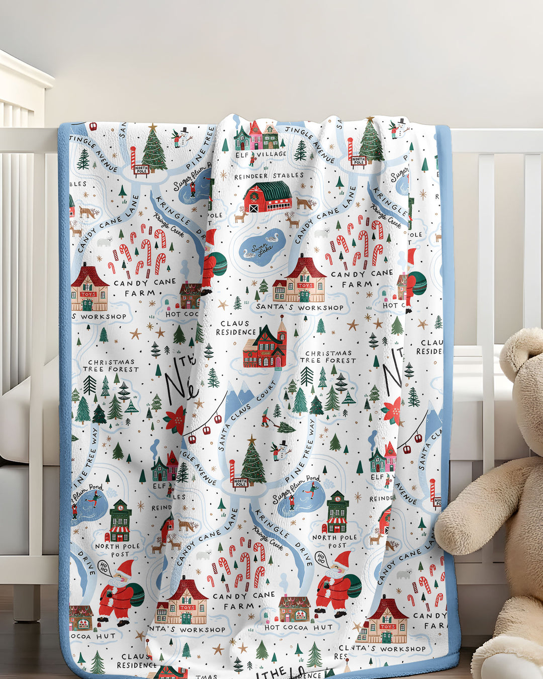 The North Pole Map Bamboo Blanket