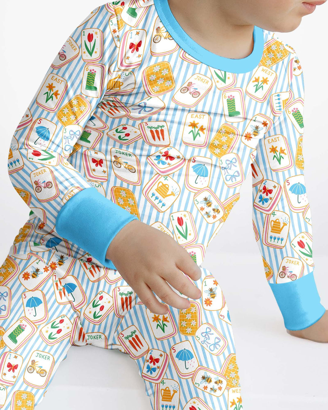 Mahjong Club Mommy & Me Matching Bamboo Two Piece Long Sleeve Pajama Set