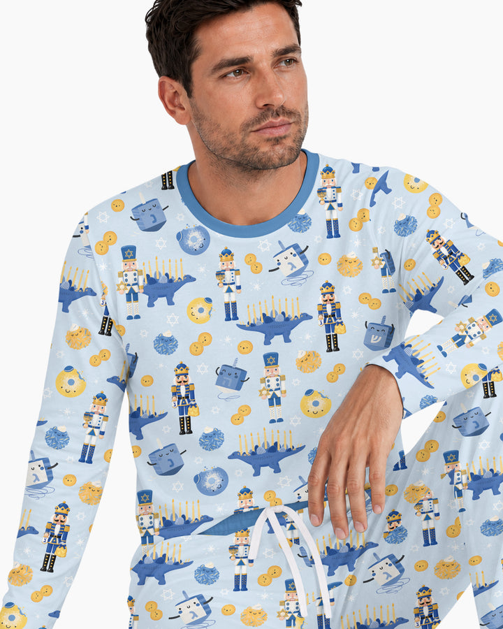 Hanukkah Nutcracker King Family Matching Bamboo Men's Pajama Set