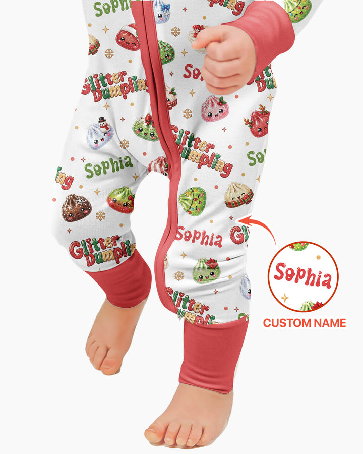 Custom Name Glitter Christmas Dumpling  Bamboo Convertible Zippy