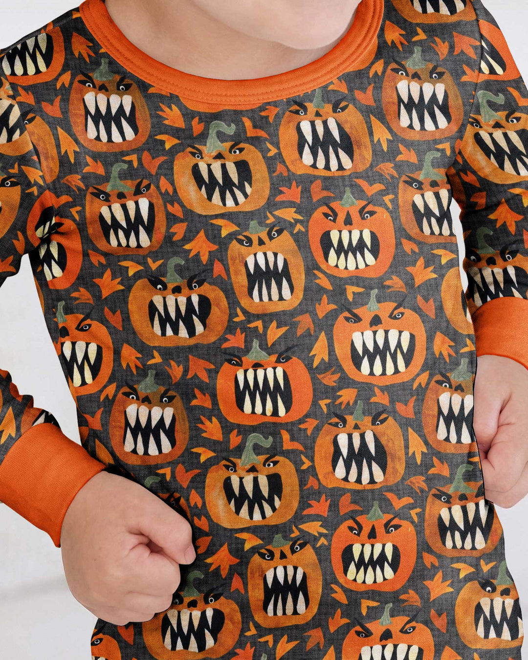 Pumpkin Monsters Bamboo Two Piece Long Sleeve Pajama Set