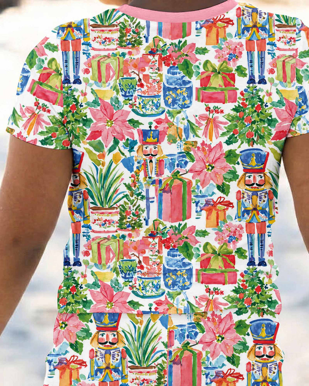 Watercolor Nutcracker Holiday Bamboo Two Piece Short Sleeve Pajama Set