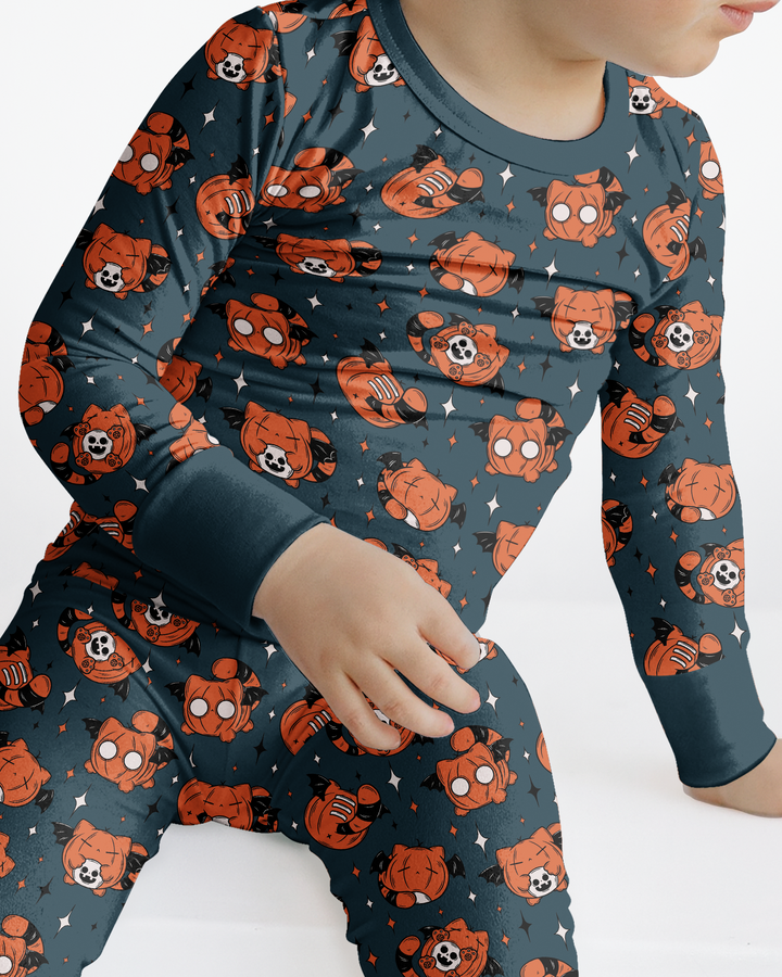 Batty Pumpkin Cats Bamboo Two Piece Long Sleeve Pajama Set