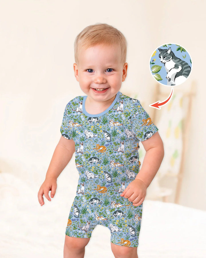 Template Zweiteiliges Pyjama-Set mit kurzen Ärmeln und Shorts