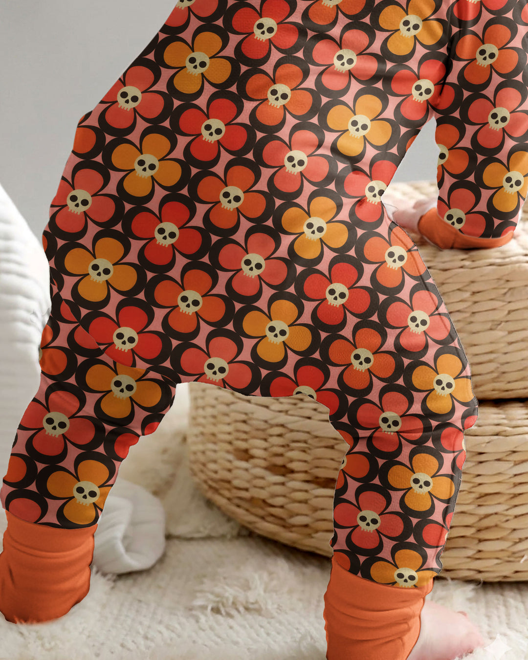 Retro Skull Flower Halloween Bamboo Convertible Zippy