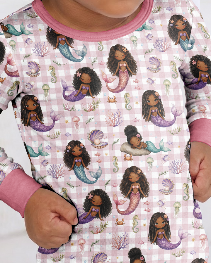 Black Mermaid Bamboo Two Piece Long Sleeve Pajama Set