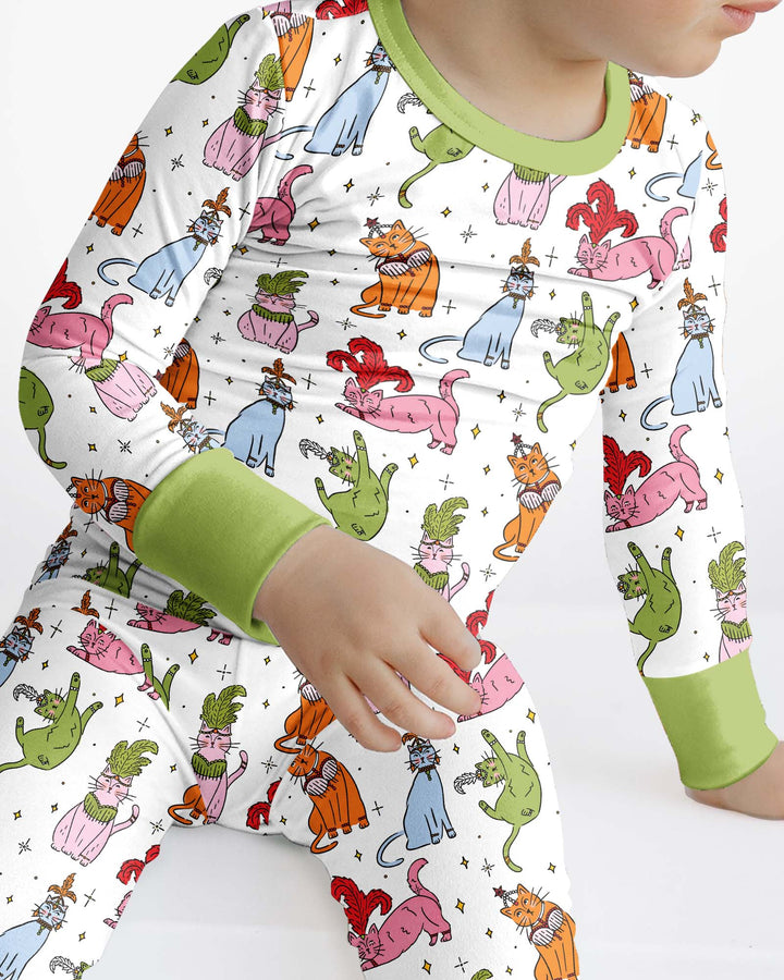 Whimsical Cats Bamboo Two Piece Long Sleeve Pajama Set
