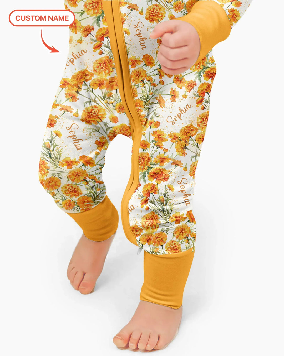 Custom Name Birth Month Flowers Bamboo Convertible Zippy
