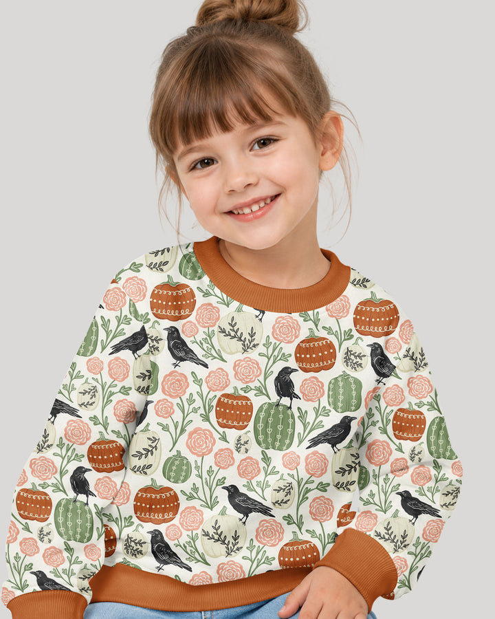 Country Crows with Mums and Pumpkins Bamboo Crewneck Sweatshirt
