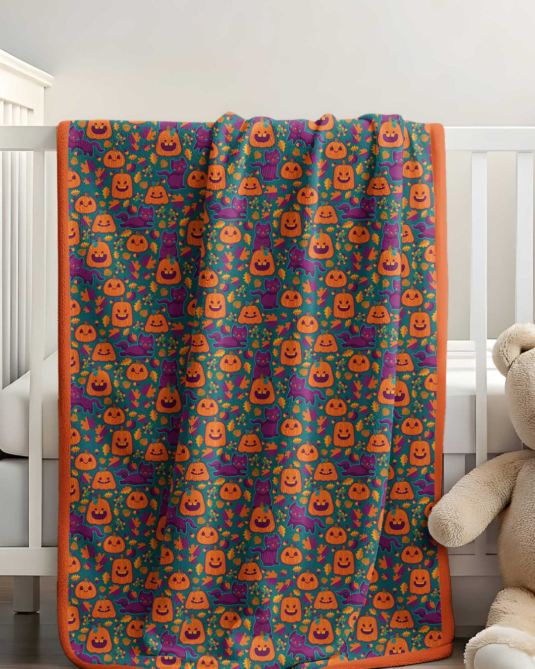 Cats and Pumpkins Bamboo Blanket