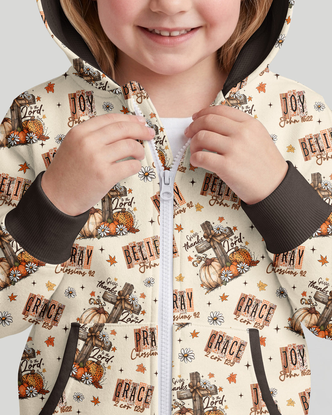 Floral Fall Give Thanks To The Lord Bamboo Zip Hoodie