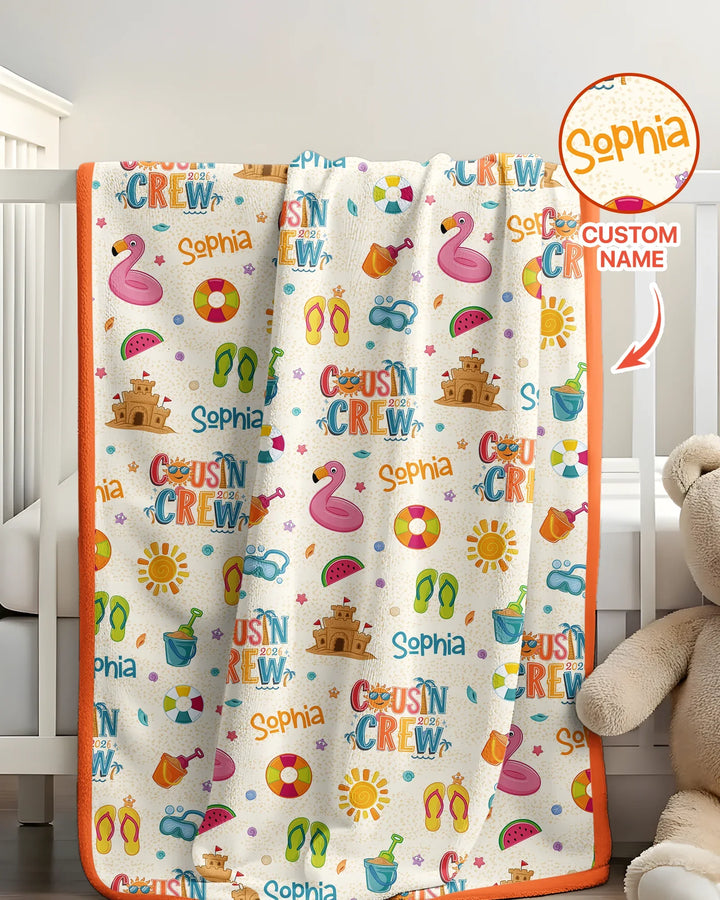 Custom Name Summer 2026 Cousin Crew Bamboo Blanket