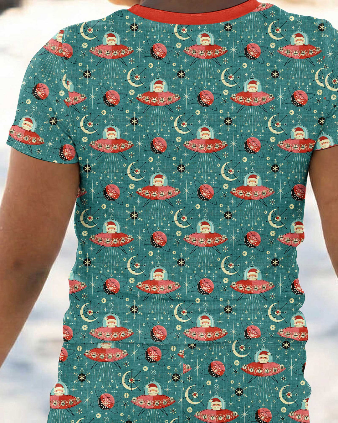 Atomic Santas in Space Bamboo Two Piece Short Sleeve Pajama Set