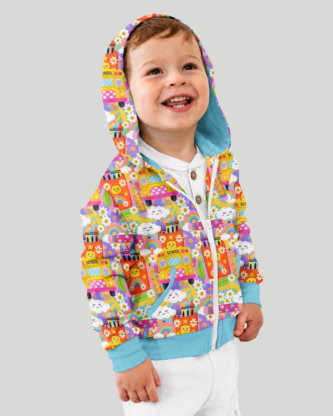 Retro Happy Classroom Bamboo Zip Hoodie