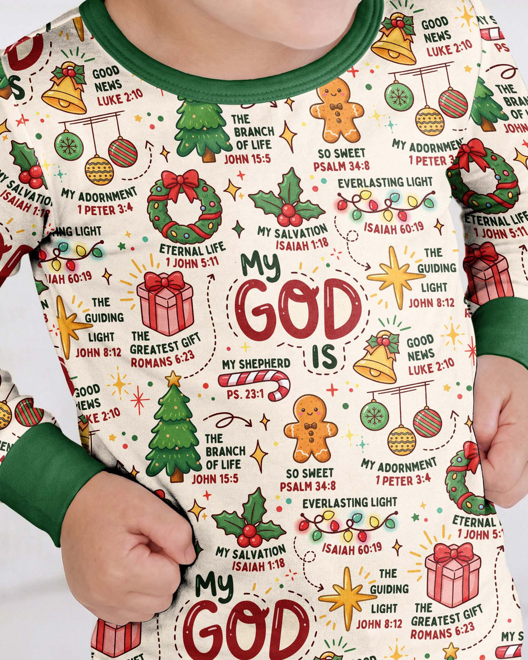 Christmas My God Is Bamboo Two Piece Long Sleeve Pajama Set