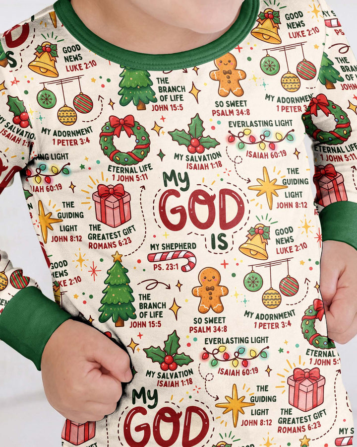 Christmas My God Is Bamboo Two Piece Long Sleeve Pajama Set