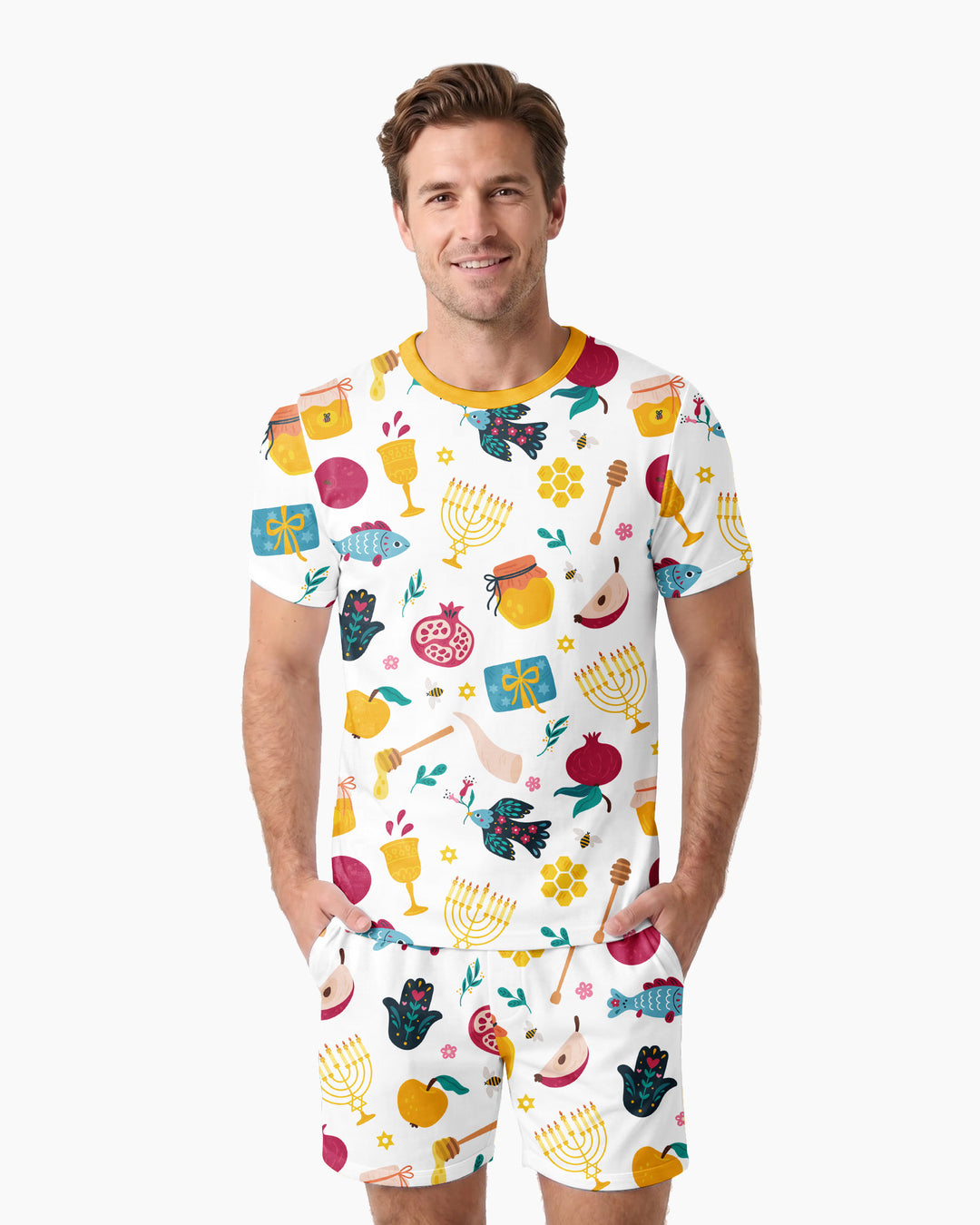 Shanah Tovah Party Men Short Sleeve Short Pajama Set
