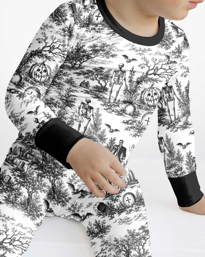 Spooky Halloween Toile Bamboo Two Piece Long Sleeve Pajama Set