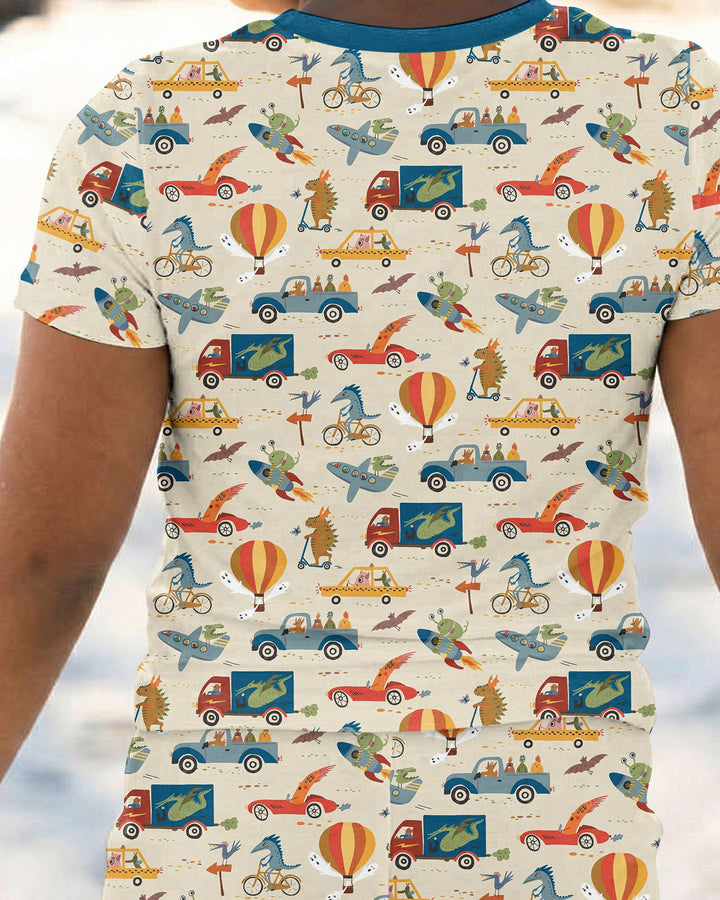 Monsters on the Move Bamboo Two Piece Short Sleeve Pajama Set