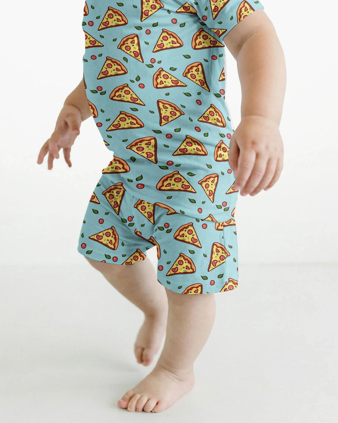 Pizza Doodle Bambus Zweiteiliges Kurzarm-Shorts-Pyjama-Set
