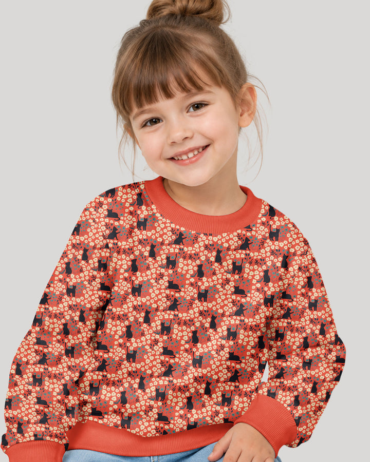 Black Cat Ditsy Bamboo Crewneck Sweatshirt