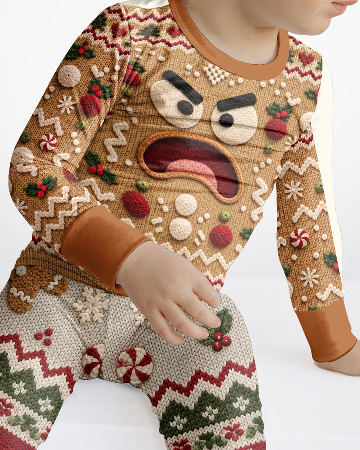 Grumpy Gingerbread Crew Bamboo Two Piece Long Sleeve Pajama Set