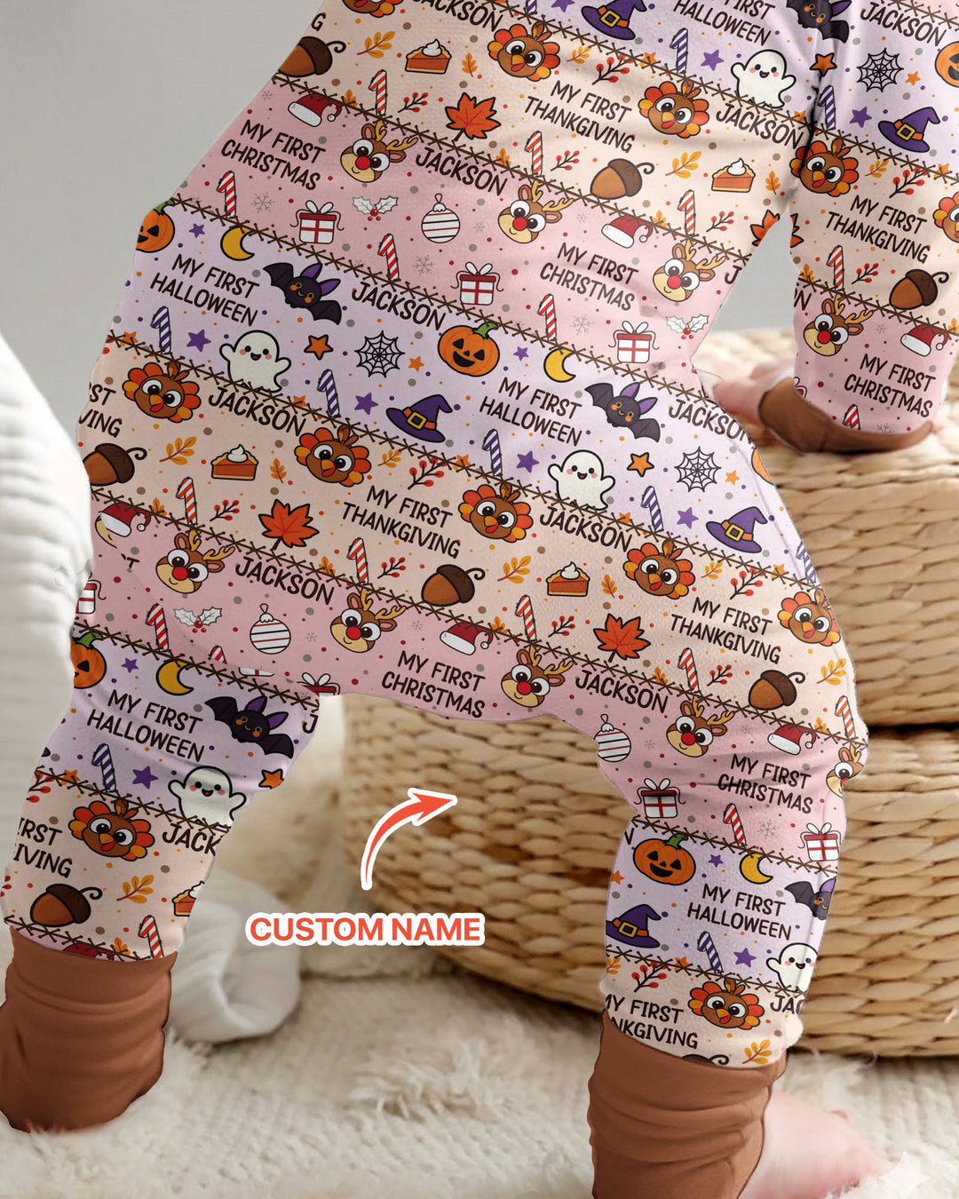 Custom Name My First Hallothanksmas Bamboo Convertible Zippy