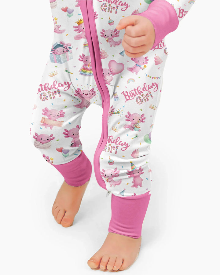 Cute Axolotl Birthday Girl Bamboo Convertible Zippy